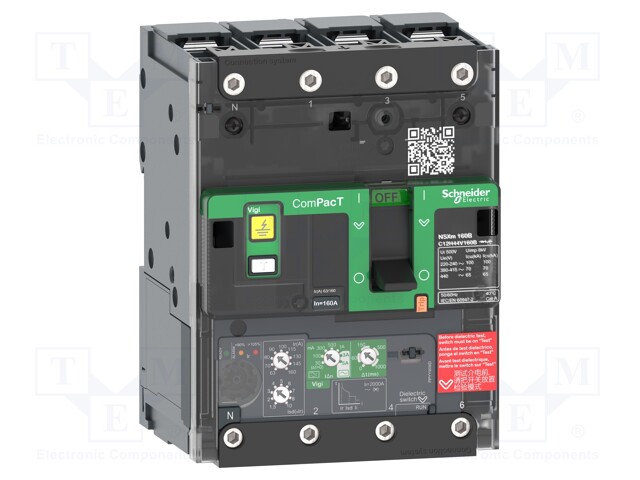 Power breaker; Poles: 4; DIN; Inom: 160A; NSX; IP40; -25÷70°C; 690VAC