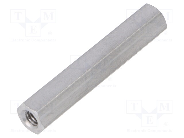 Screwed spacer sleeve; Int.thread: M4; 40mm; hexagonal; aluminium