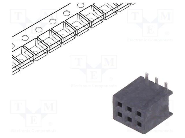 Socket; pin strips; Minitek127; female; PIN: 6; vertical; 1.27mm