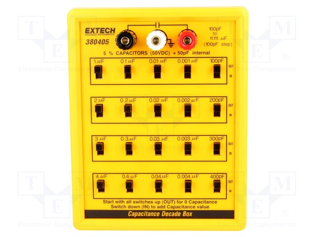 Decade box: capacitance; 100p÷11111uF; Number of ranges: 5; 5%