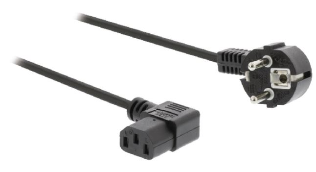 Cable; CEE 7/7 (E/F) plug angled,IEC C13 female 90°; 5m; black