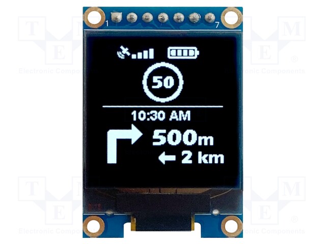 Display: OLED; graphical; 1.12"; 128x128; Dim: 26.4x38.6x5.21mm