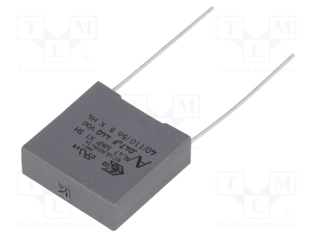 Capacitor: polypropylene; X1; 47nF; 440VAC; ±10%; THT; Pitch: 15mm