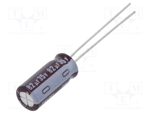 Capacitor: electrolytic; low impedance; THT; 82uF; 35VDC; ±20%