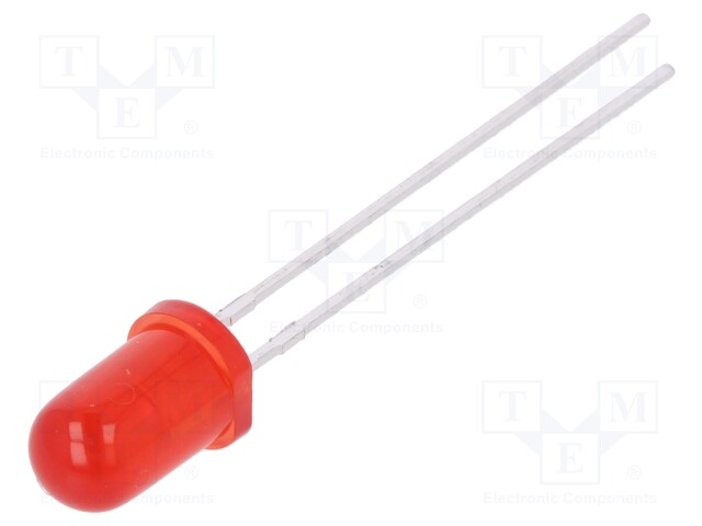 LED; 5mm; red; 25÷50mcd; 30°; Front: convex; No.of term: 2