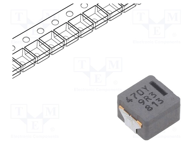 Power Inductor (SMD), 48 µH, 2.9 A, Wirewound, 5.4 A, 8.5mm x 8mm x 5.4mm