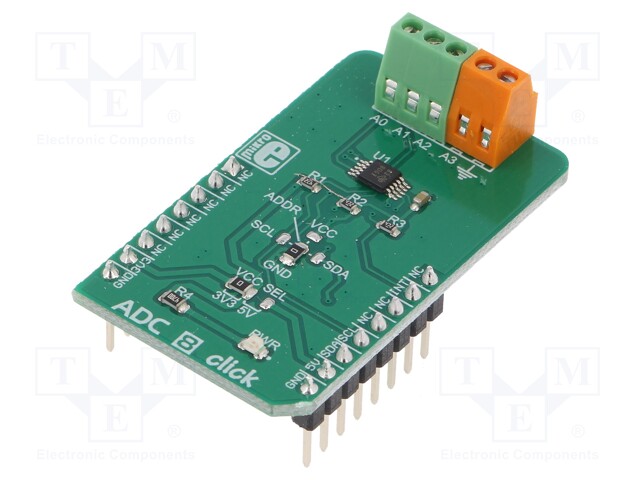 Click board; A/D converter; I2C; ADS1115; 3.3/5VDC