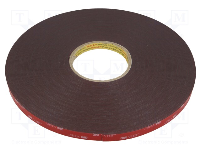 Tape: fixing; W: 12mm; L: 33m; D: 1.1mm; acrylic; dark grey; max.230°C