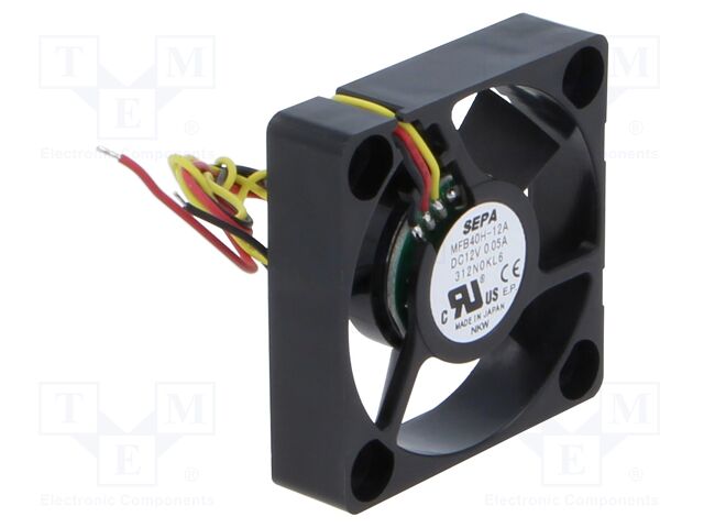 Fan: DC; axial; 12VDC; 40x40x10mm; 10.4m3/h; 25dBA; ball bearing