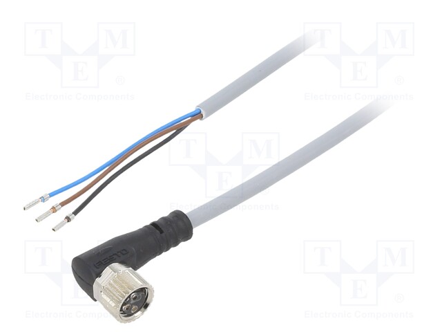 Connection lead; female,M8; IP65,IP68,IP69K; Len: 5m; 0÷60VDC