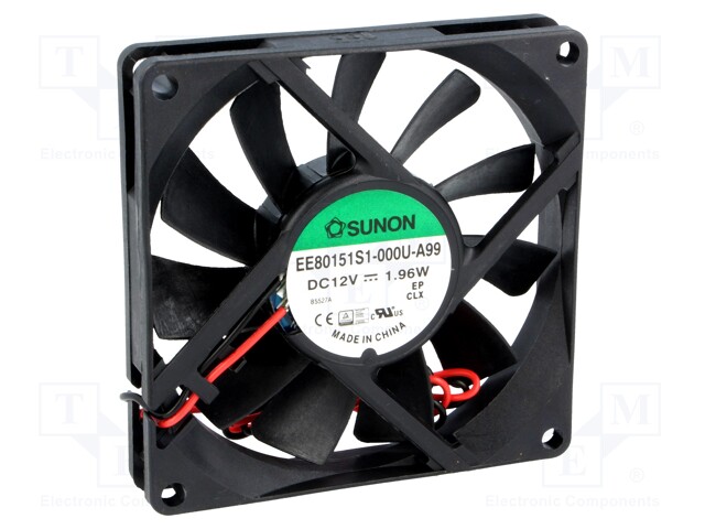 Fan: DC; axial; 12VDC; 80x80x15mm; 62.86m3/h; 34.7dBA; Len: 300mm