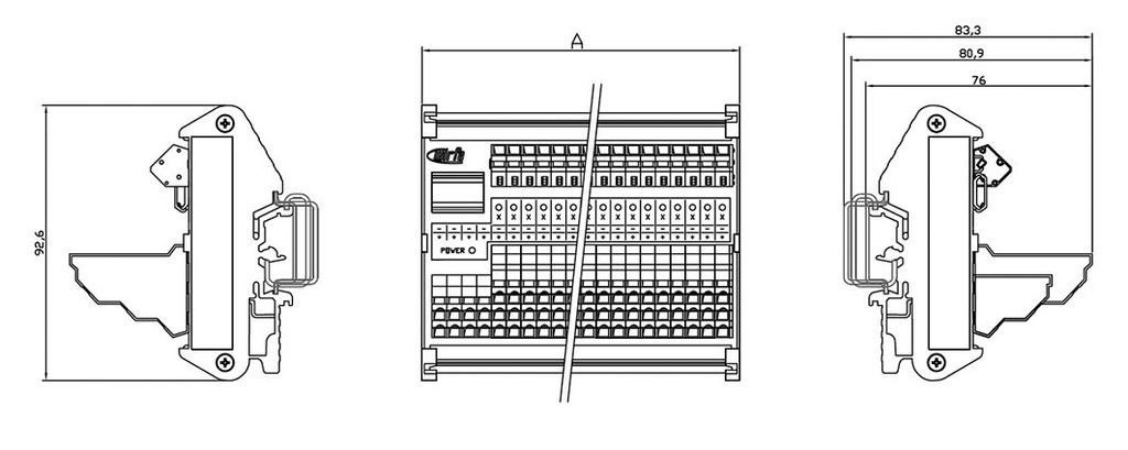 Transition module; Temp: -20÷60°C; W: 67.5mm; D: 83.3mm; H: 92.6mm