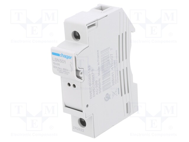 Fuse disconnector; 10x38mm; DIN; 32A; 690V; Poles: 1; -40÷70°C; IP20