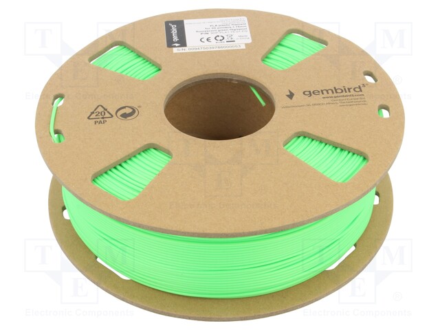 Filament: PLA; 1.75mm; fluorescent-green; 190÷220°C; 1kg