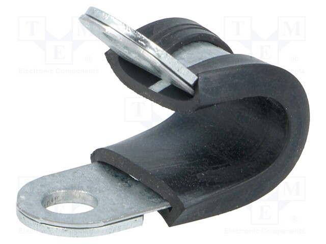 Fixing clamp; ØBundle : 8mm; W: 12mm; steel; Ømount.hole: 5.3mm