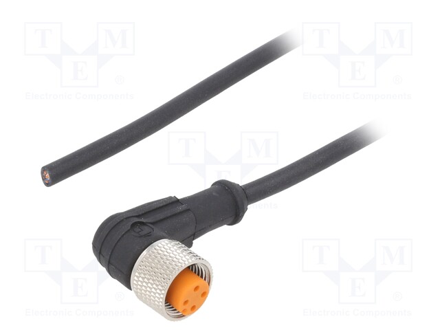 Connection lead; M12; PIN: 4; angled; 5m; plug; 250VAC; 4A; -25÷80°C