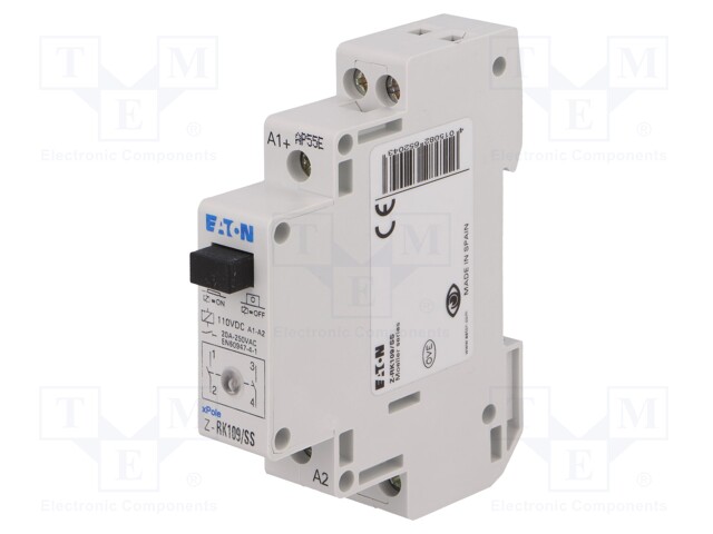 Relay: installation; monostable; NO x2; Ucoil: 110VDC; max.250VAC