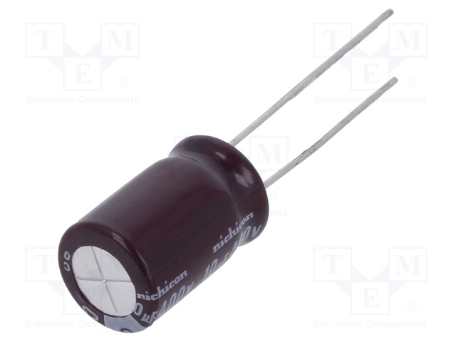 Capacitor: electrolytic; THT; 10uF; 400V; 400VDC; Ø10x16mm; ±20%