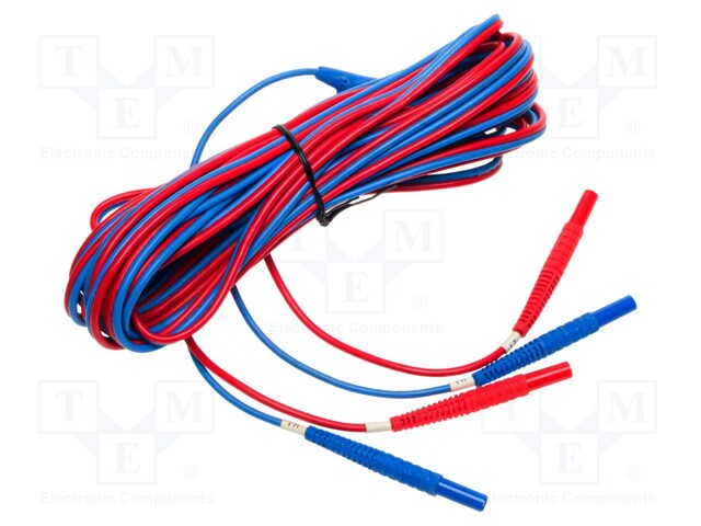 Test lead; banana plug 2mm x2,both sides; Len: 10m; red-blue