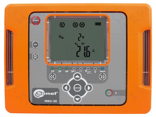 Meter: grounding resistance; LCD,with a backlit; 0÷19.9kΩ; IP65