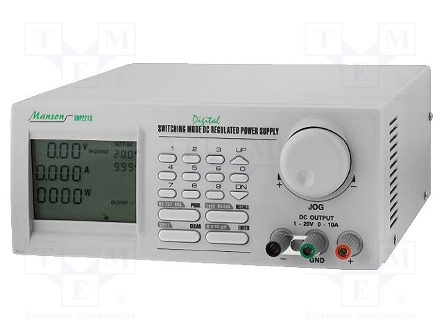 Power supply: programmable laboratory; Channels: 1; 1÷20VDC; 3kg