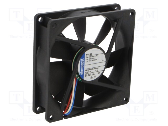 Fan: DC; axial; 92x92x25mm; 84m3/h; 36dBA; ball bearing; 2700rpm