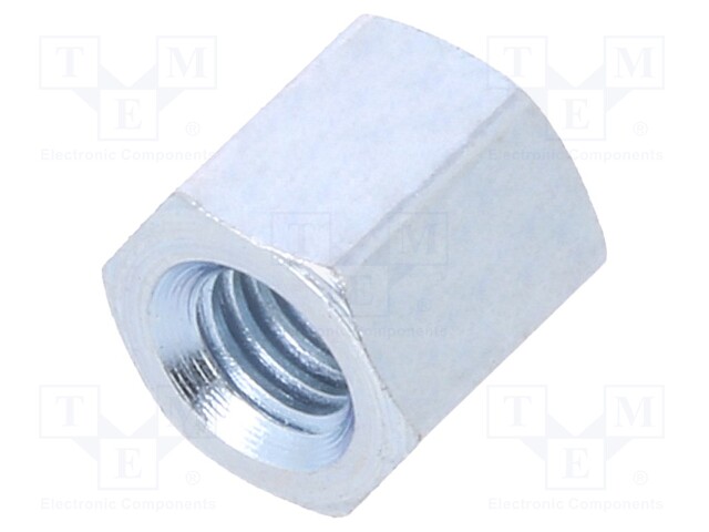 Screwed spacer sleeve; Int.thread: M3; 5mm; hexagonal; steel; zinc