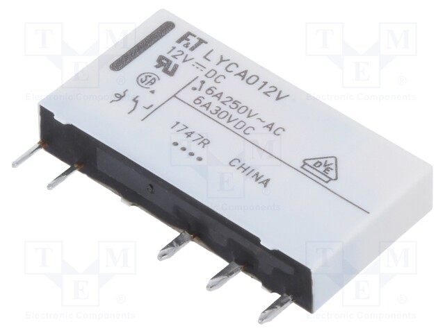 Relay: electromagnetic; SPDT; Ucoil: 12VDC; 6A/250VAC; 6A/24VDC; 6A