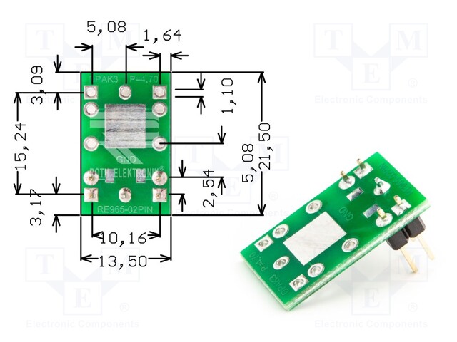 IC Adapter, PCB, 3-TO-252, 10.16 mm Row Pitch