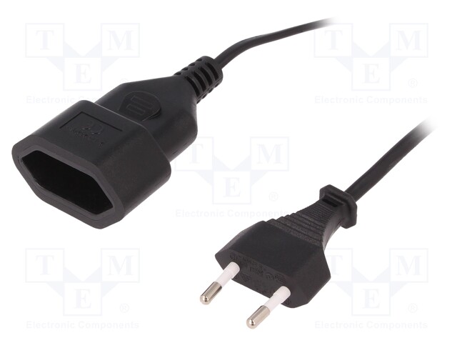 Extension lead; Sockets: 1; black; 2m