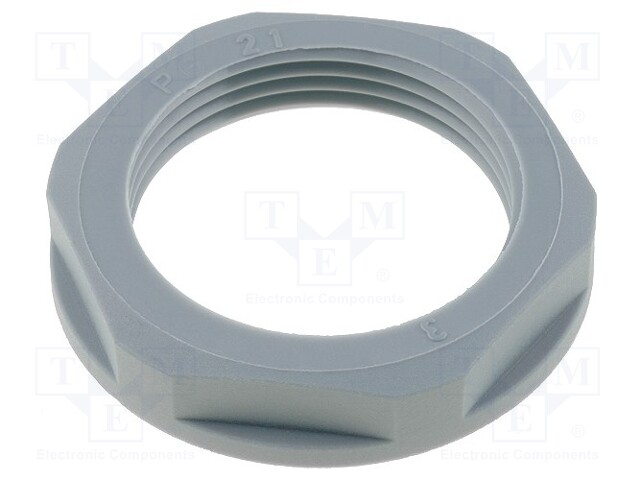 Nut; PG21; polyamide; UL94V-2; 36mm; grey; -20÷100°C; Thread: PG