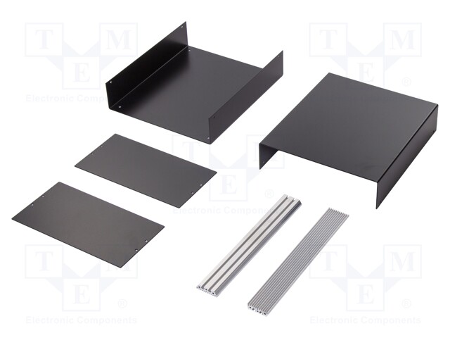 Enclosure: with panel; X: 261mm; Y: 300mm; Z: 134mm; aluminium; black
