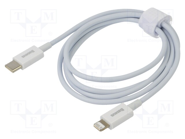 Cable; Apple Lightning plug,USB C plug; 1m; white; 20W