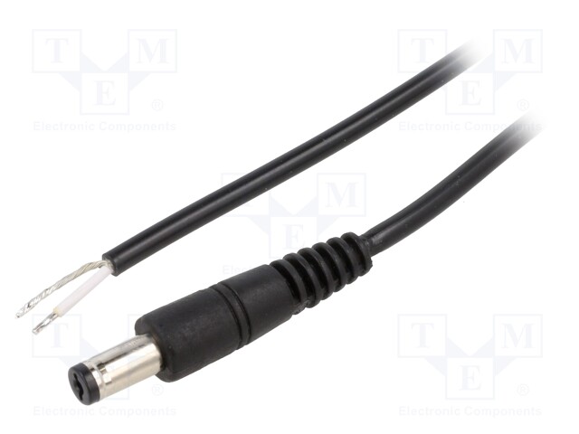 Cable; wires,DC 5,5/1,7 plug; straight; 0.5mm2; black; 0.5m