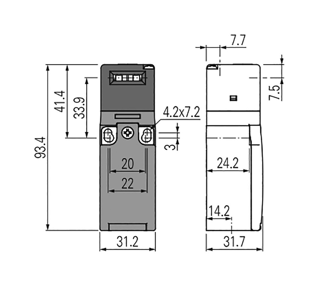 Safety switch: key operated; FR; NC x2 + NO; IP67; -25÷80°C