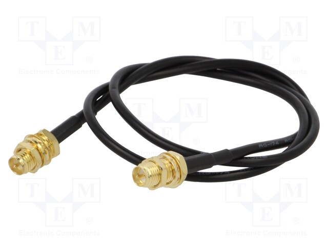 Cable; 50Ω; 0.5m; RP-SMA female,both sides; black; straight
