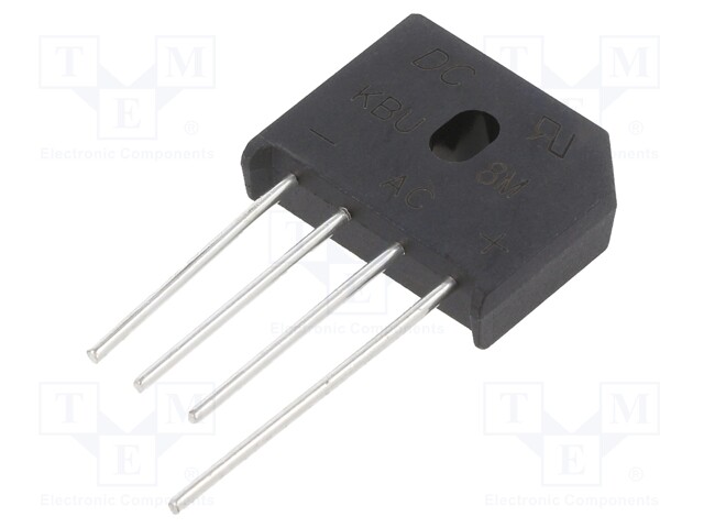 Bridge rectifier: one-phase; Urmax: 1kV; Ifsm: 175A; KBU; If: 8A; THT