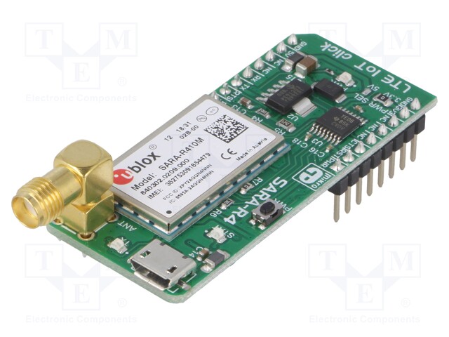 Click board; LTE Cat 1; UART,USB; SARA-R410M; mikroBUS connector