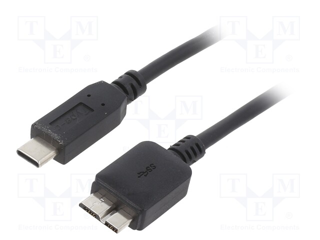 Cable; USB 3.0; USB B micro plug,USB C plug; nickel plated; 1m