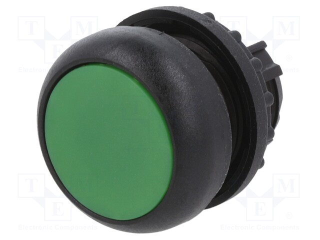 Switch: push-button; Stabl.pos: 2; 22mm; green; Illumin: none; IP67