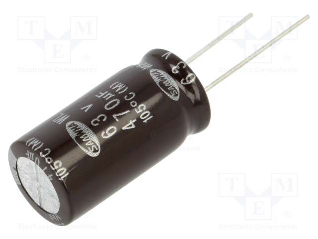 Capacitor: electrolytic; low impedance; THT; 470uF; 63VDC; ±20%