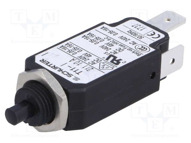 Circuit breaker; Urated: 240VAC; 48VDC; 10A; SPST; Poles: 1; screw