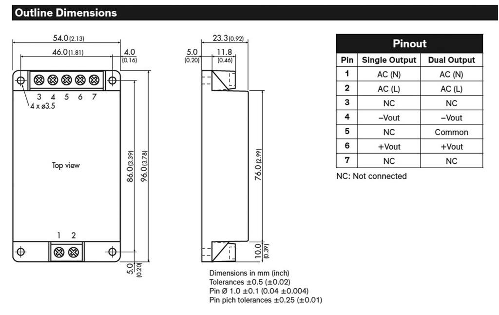 Converter: AC/DC; 15W; Uout: 5VDC; Iout: 3A; 77%; Mounting: on panel