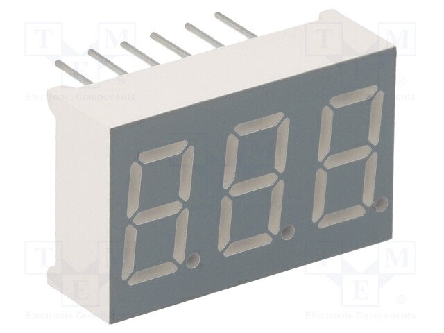 Display: LED; 7-segment; 9.2mm; 0.36"; No.char: 3; red; 30÷60mcd