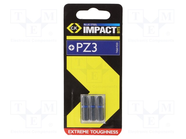 Screwdriver bit; Pozidriv®; PZ3; Overall len: 25mm; Torsion