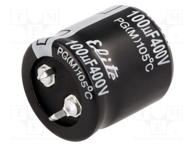 Capacitor: electrolytic; SNAP-IN; 100uF; 400VDC; Ø25x25mm; ±20%