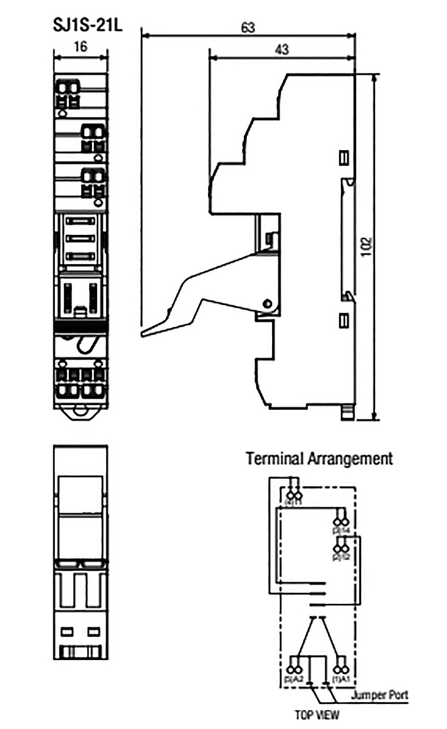 Socket; 12A; 12A; 250VAC; Mounting: DIN; -40÷70°C; 43x16x102mm; 30g