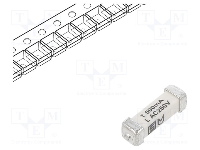 Fuse: fuse; time-lag; 500mA; 250VAC; 125VDC; SMD; ceramic; 3x10.1mm