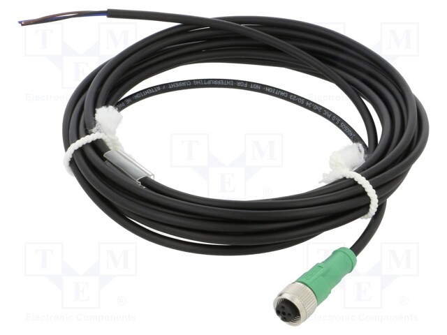 Connection lead; M12; PIN: 3; straight; 5m; plug; 250VAC; 4A; 250VDC