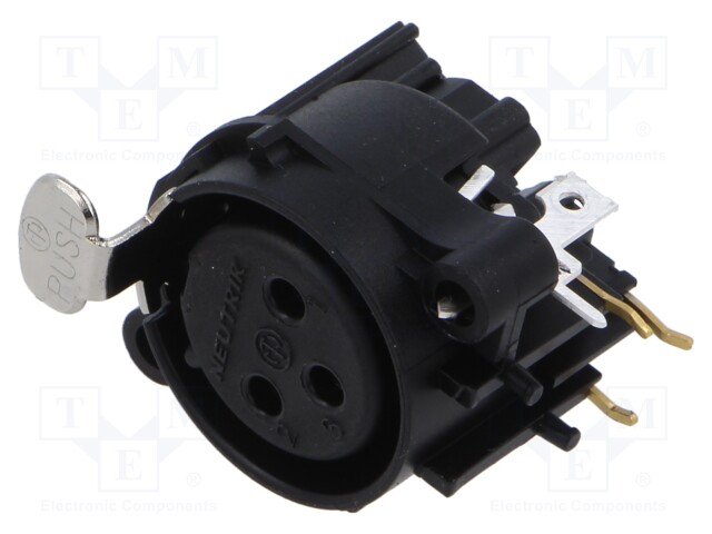 Socket; XLR; female; PIN: 3; angled 90°; THT; black; 6A